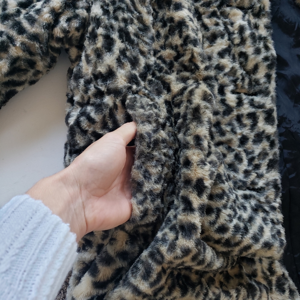 1960s M/L Vintage Leopard Print Faux Fur Swing Car Coat 100% Lined Teddy Jacket - Picture 7 of 7